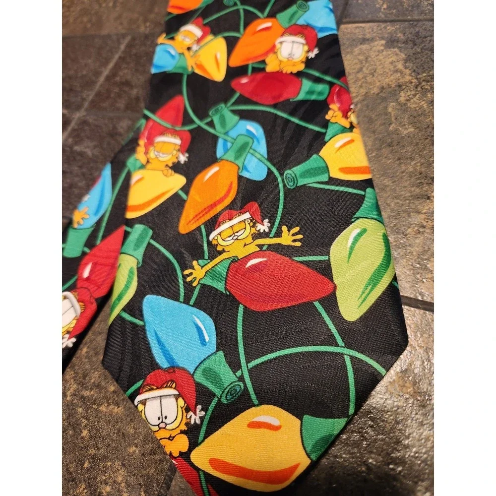 Vtg 90s Garfield Neck Tie Christmas Lights 56